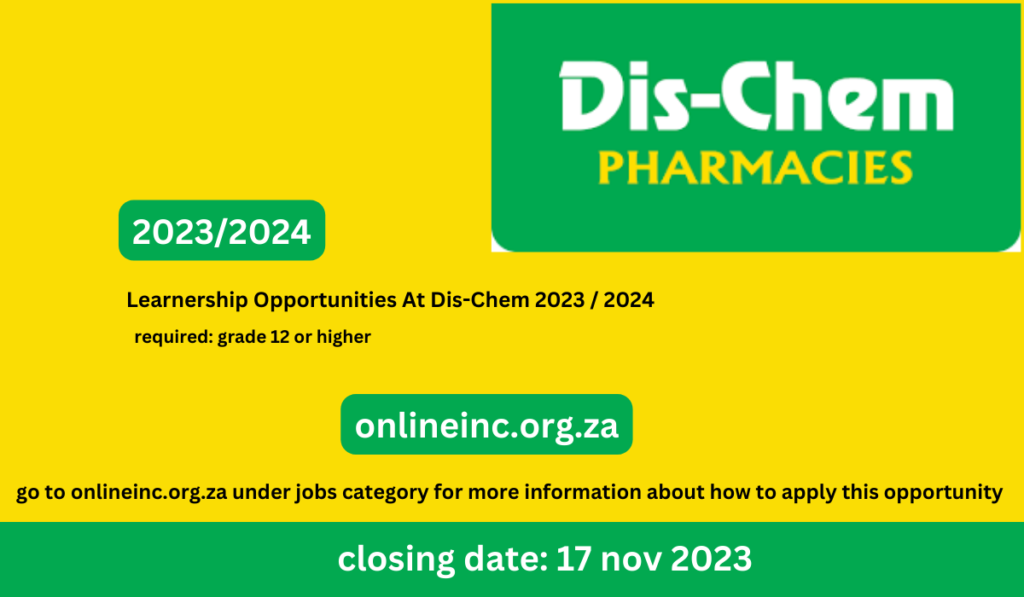 Learnership Opportunities At Dis-Chem 2023 / 2024