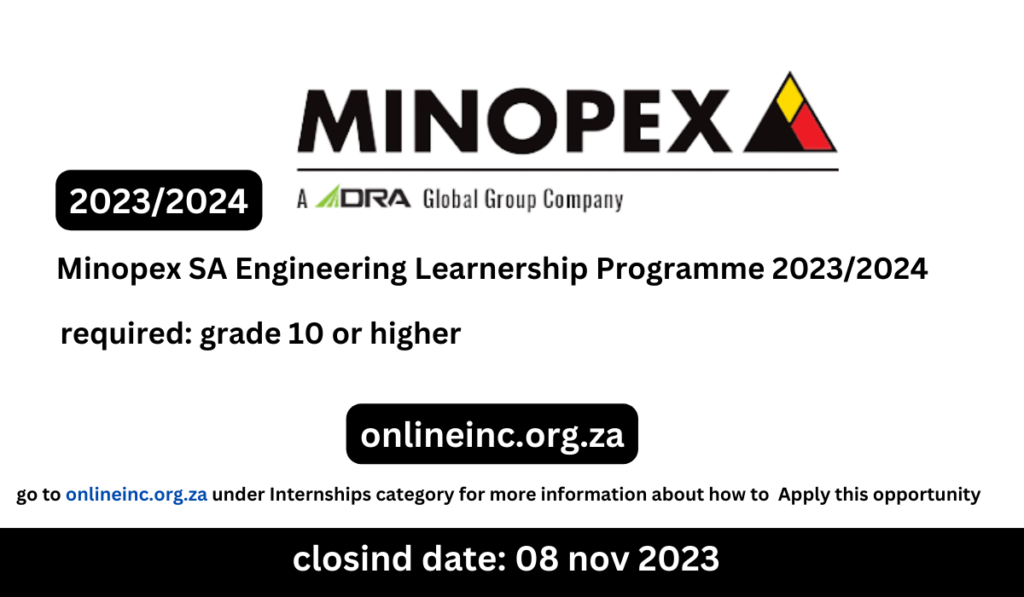 Minopex SA Engineering Learnership Programme 2023/2024 - onlineinc