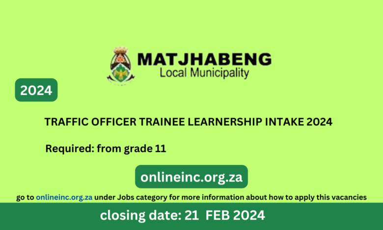 TRAFFIC OFFICER TRAINEE LEARNERSHIP INTAKE 2024 - onlineinc