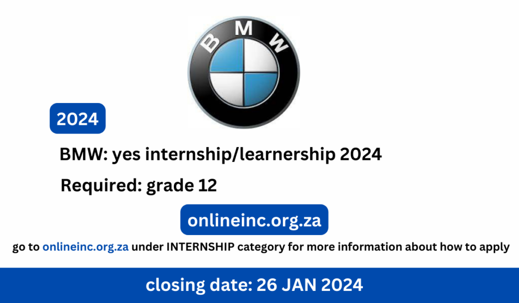 BMW: yes internship/learnership 2024