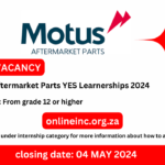 Motus Aftermarket Parts YES Learnerships 2024