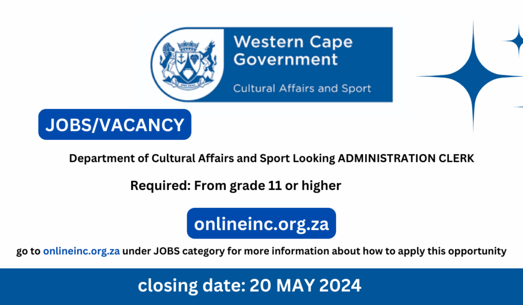 Department of Cultural Affairs and Sport X2 Vacancies 2024